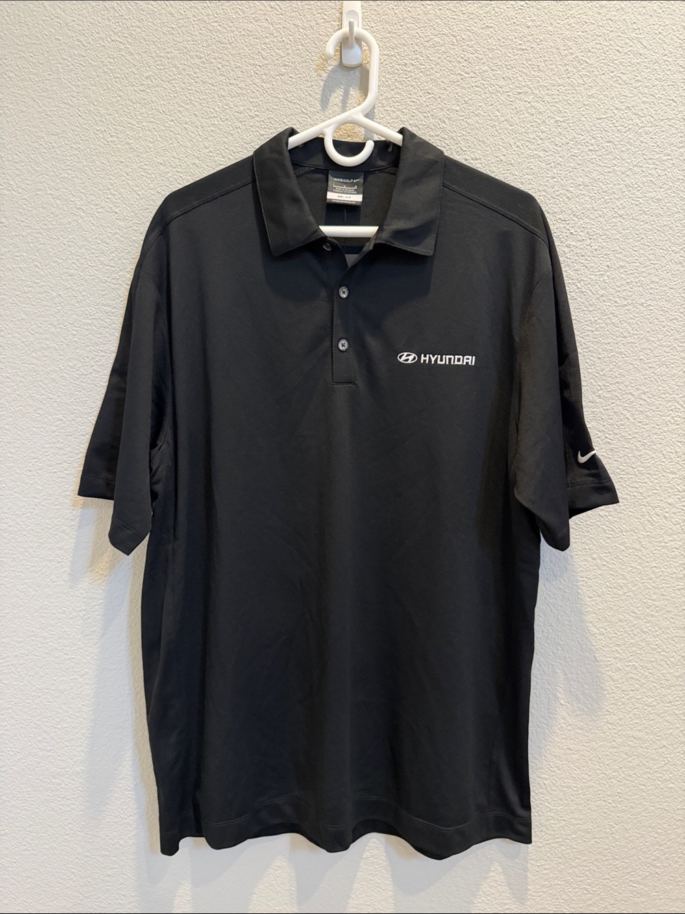 Nike DRI-FIT Men’s Black Polo Shirt with White Hyundai Chest Logo NWT